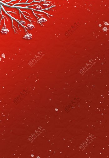 简约红色冬季雪花新年背景设计