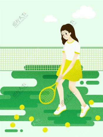简约网球女子广告吧
