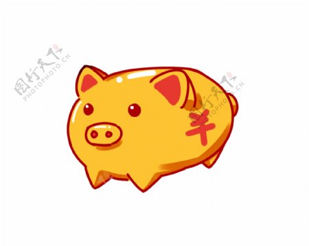 己亥猪年金色小猪插画