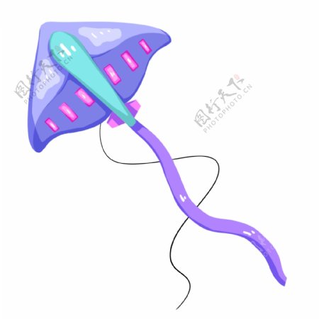 紫色的飞机风筝插画