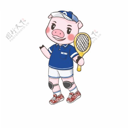 打网球的猪猪PNG