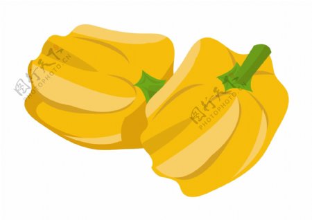 黄色的菜辣椒手绘插画