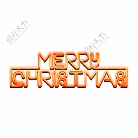 圣诞节MerryChristmas英文灯管橘色发光字