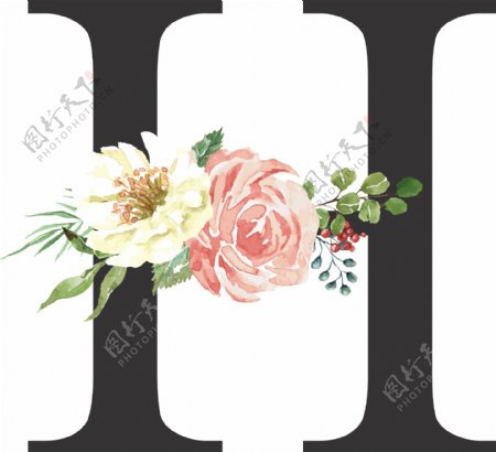 创意婚礼季字母H浪漫花朵
