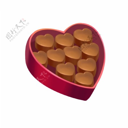 手绘情人节心形盒装巧克力