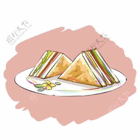 手绘原创动漫素材食品西式食物三明治三文治