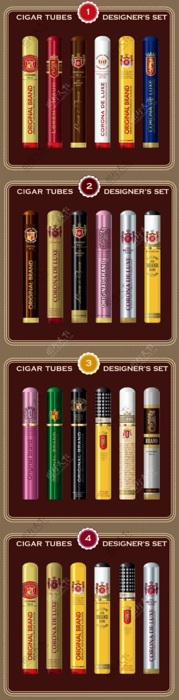 多种风格的雪茄标签矢量素材
