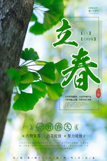 小清新风格中国传统二十四节气之立春