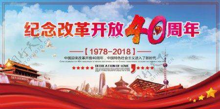 大气改革开放40周年党建文化展板