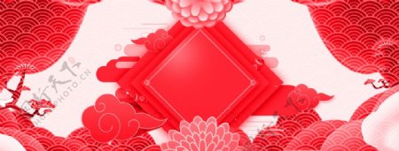 春节喜庆剪纸展板背景元素