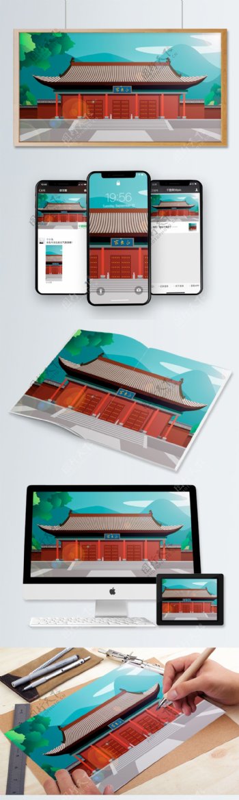 中国风历史建筑永乐宫
