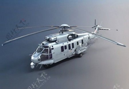 银白色直升飞机模型素材