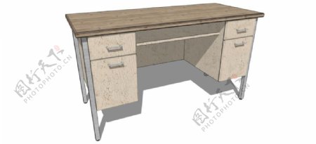 木纹办公桌模型效果图