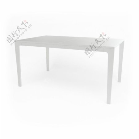 白色长方形桌子模型素材