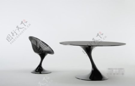 现代时尚简约创意桌椅组合模型素材
