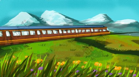 火车旅行中的风景