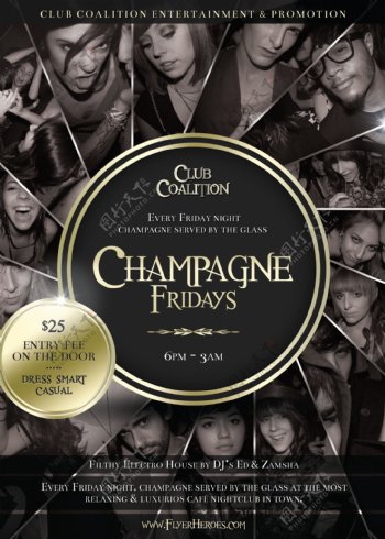 champagnefriday国外创意欧美风酒吧宣传海报宣传单页