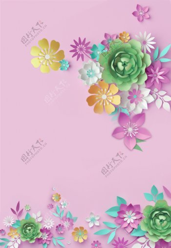 扁平粉色时尚花朵背景