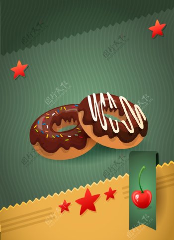 卡通矢量甜甜圈甜品美食宣传海报背景素材
