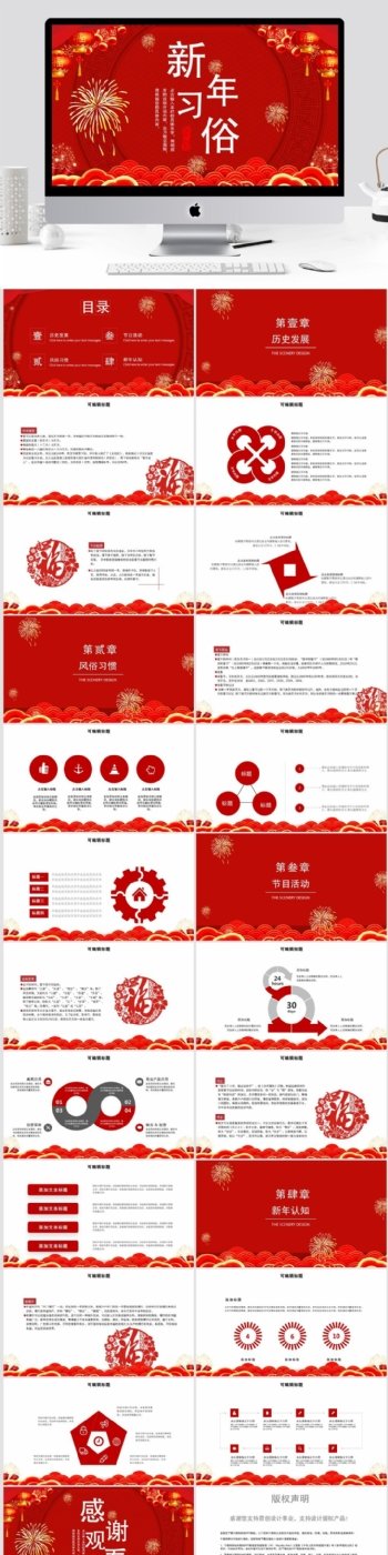 春节习俗策划宣传PPT模板