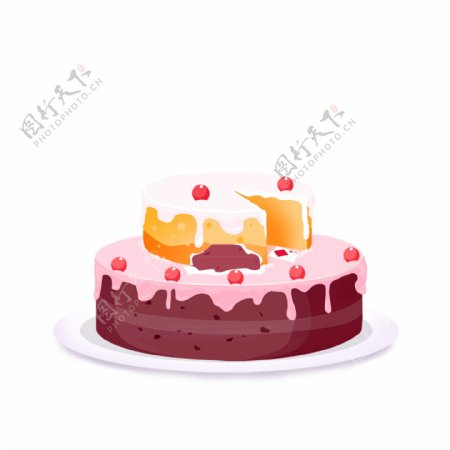 手绘双层蛋糕设计元素