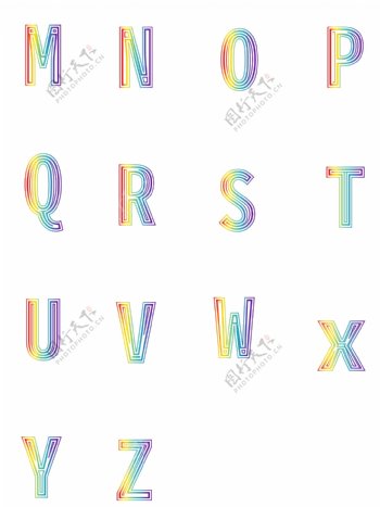 数字字母发光渐变霓虹彩色矢量元素