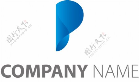 蓝色字母P标志创意科技logo设计