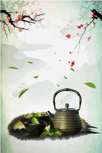 中国风山水风景海报设计背景图
