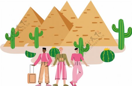 沙漠旅行装饰图案主题可商用