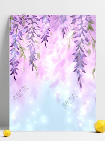 彩绘春季紫藤背景设计
