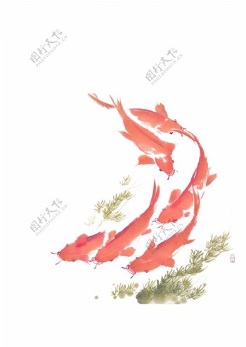 水墨中国风鲤鱼水墨画