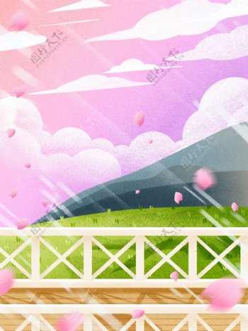 手绘粉色樱花背景设计