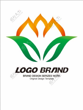 创意黄绿荷花公司标志logo设计