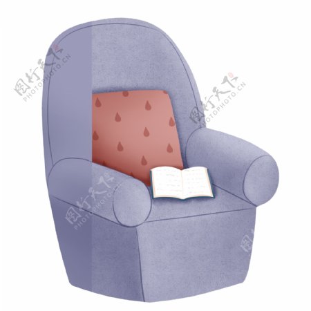 简约卡通紫色沙发装饰元素