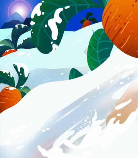 彩绘冬季滑雪背景设计