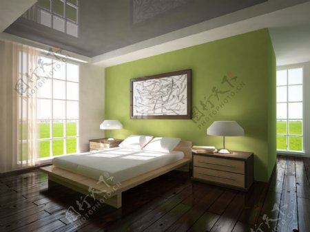 绿色时尚卧室装修设计
