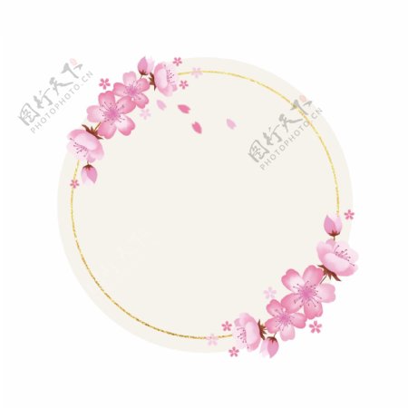 粉色卡通手绘樱花花卉边框