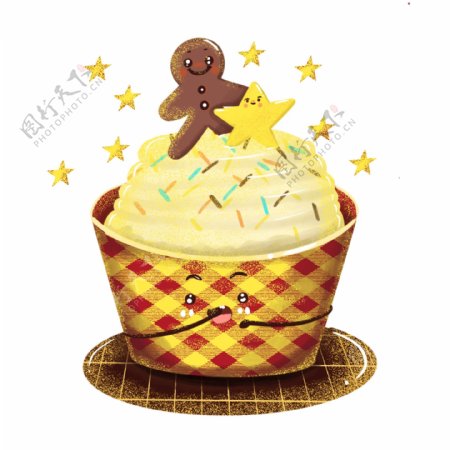 格子巧克力奶油甜品蛋糕姜娃星星卡通可爱