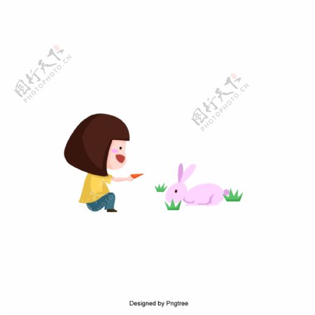 卡通兔子和女孩