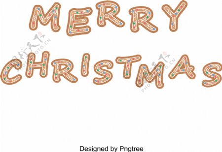 向量圣诞姜饼平面英语文本说明