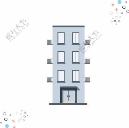 房子建筑物卡通手绘矢量背景元素组合2