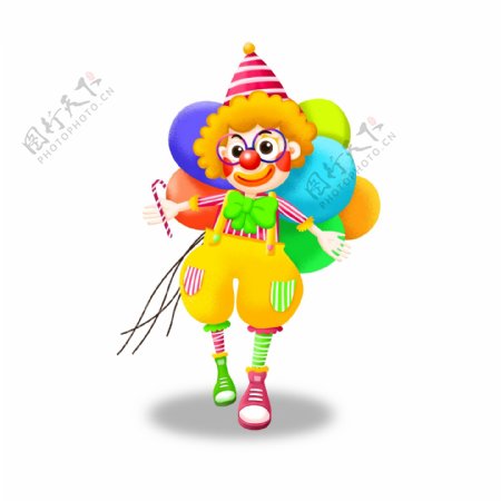 小丑愚人节卡通形象人物元素气球装饰元素