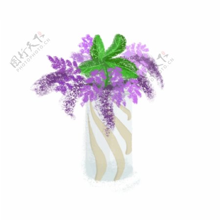 花瓶中的紫色插花设计元素