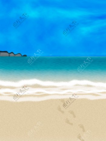 精品写实类蓝天白云大海沙滩类背景