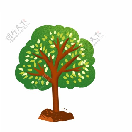 卡通清新一颗绿色的小树