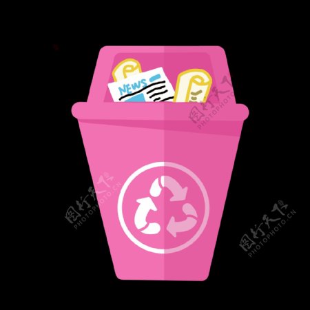 粉色垃圾桶分类图标