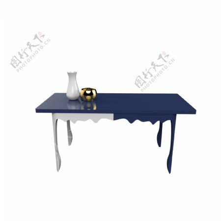 蓝白色拼接桌子北欧风家居素材