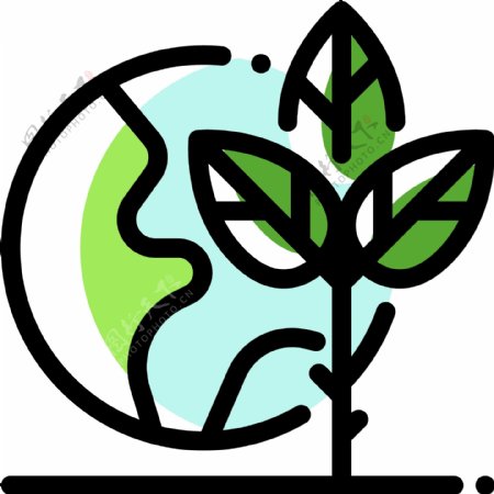 环保绿色健康地球mbe风格插画