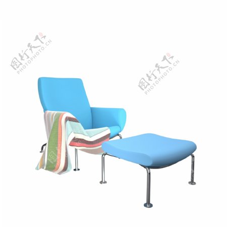 蓝色午休软垫座椅