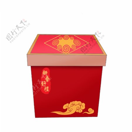 春节年货坚果礼盒中式传统红色礼盒